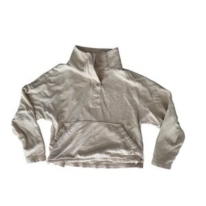 REI Co-op Womens Cream Hemp Cotton Blend Button Neck Pullover Sweatshirt XS